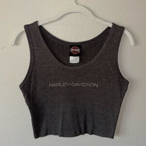 Vintage Harley Davidson sequin logo ribbed knit cropped tank